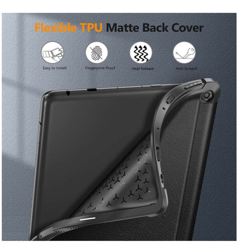 AMAZON FIRE HD 10" TABLET (2021) SLIM FLEXIBLE SOFT SHELL TPU SMART STAND BLACK | FINTIE