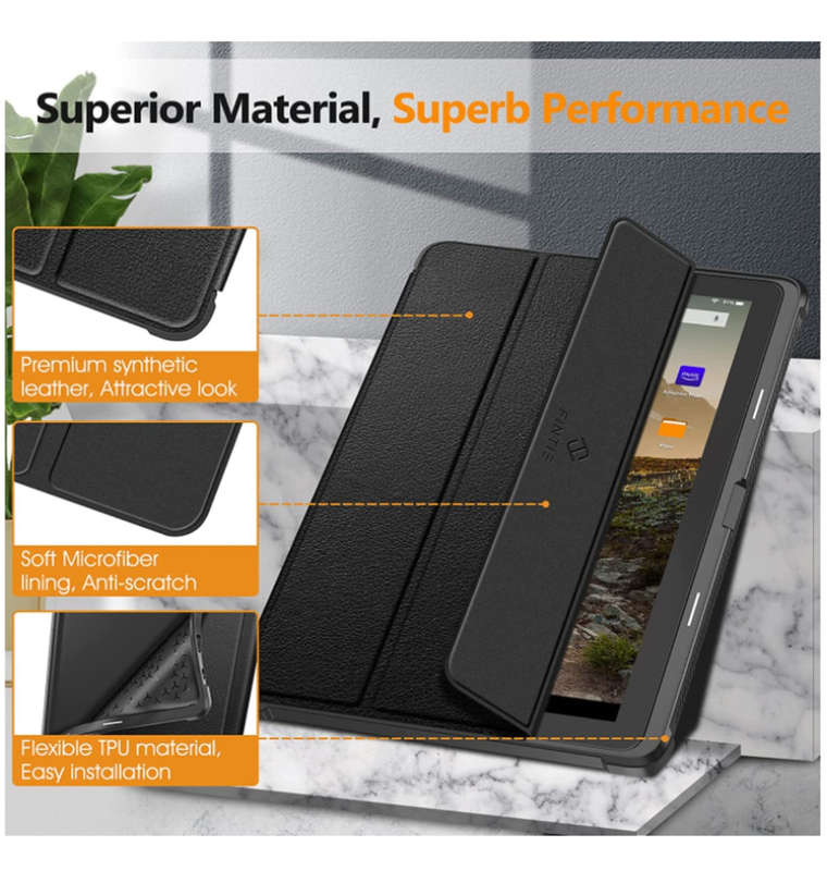 AMAZON FIRE HD 10" TABLET (2021) SLIM FLEXIBLE SOFT SHELL TPU SMART STAND BLACK | FINTIE