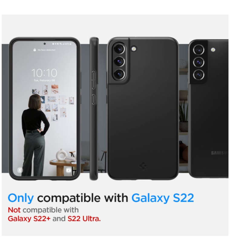 SAMSUNG GALAXY S22 PREMIUM SLIM THIN FIT CASE BLACK | SPIGEN