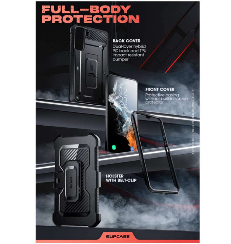 SAMSUNG GALAXY S22 FULL BODY RUGGED PROTECTIVE CASE BLACK | SUPCASE