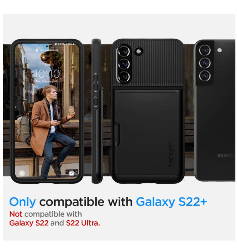 SAMSUNG GALAXY S22+ PREMIUM SLIM ARMOR CARD CASE BLACK | SPIGEN