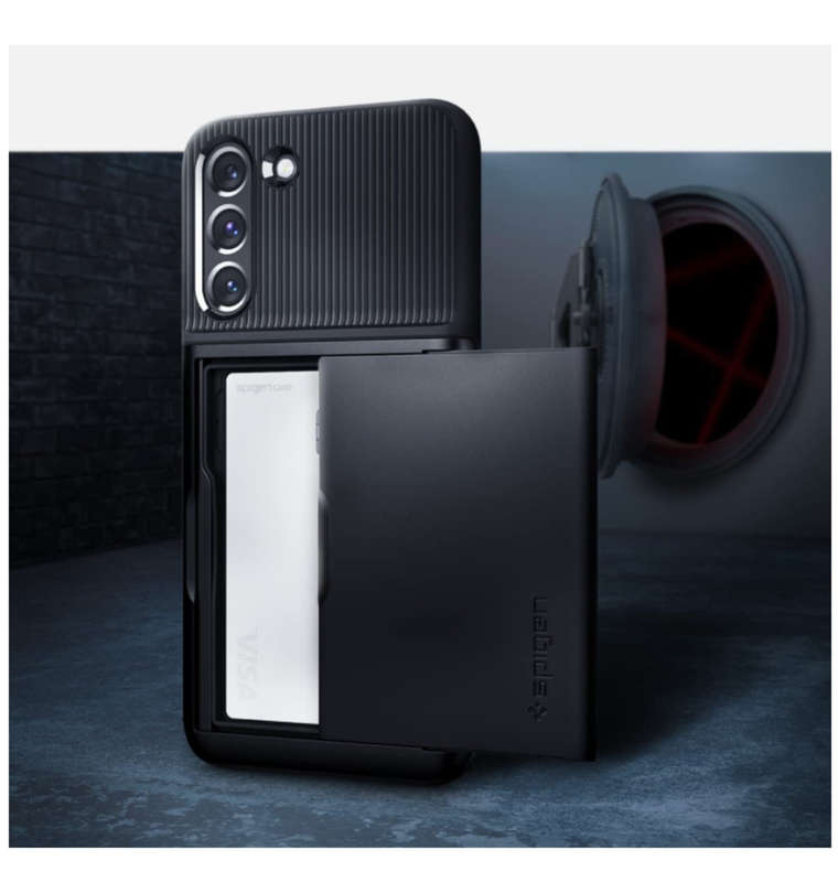 SAMSUNG GALAXY S22+ PREMIUM SLIM ARMOR CARD CASE BLACK | SPIGEN