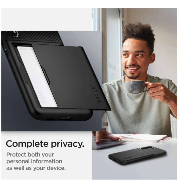SAMSUNG GALAXY S22+ PREMIUM SLIM ARMOR CARD CASE BLACK | SPIGEN
