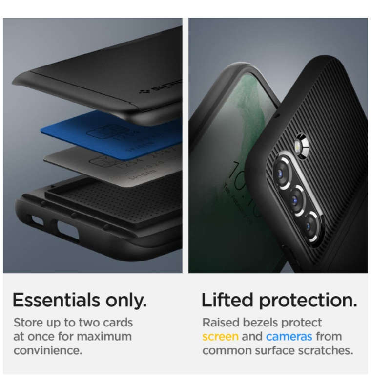 SAMSUNG GALAXY S22+ PREMIUM SLIM ARMOR CARD CASE BLACK | SPIGEN