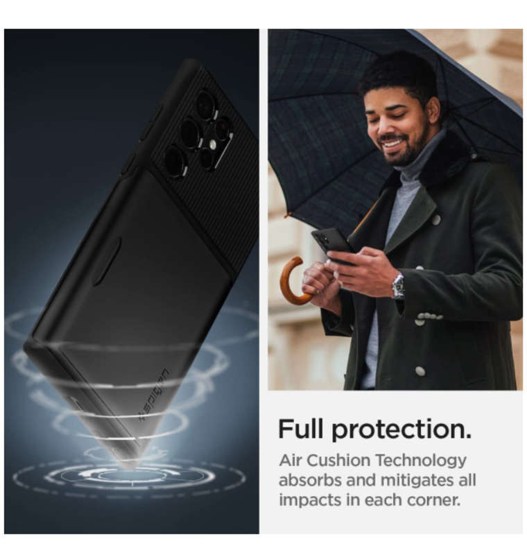 SAMSUNG GALAXY S22 ULTRA PREMIUM SLIM ARMOR CARD CASE BLACK | SPIGEN
