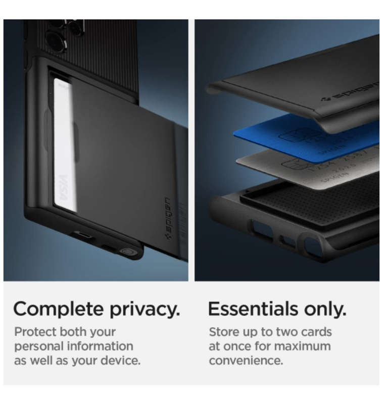 SAMSUNG GALAXY S22 ULTRA PREMIUM SLIM ARMOR CARD CASE BLACK | SPIGEN