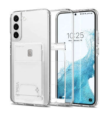 SAMSUNG GALAXY S22+ PREMIUM SLIM ARMOR DUAL SLOT CARD CASE CRYSTAL CLEAR | SPIGEN