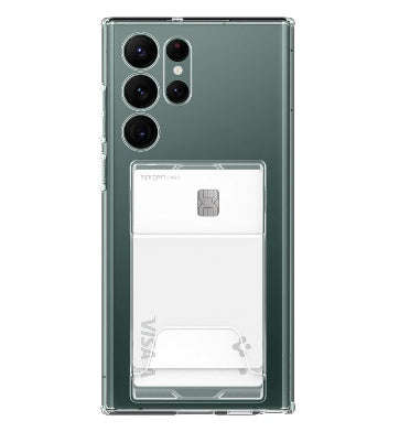 SAMSUNG GALAXY S22 ULTRA PREMIUM SLIM ARMOR DUAL SLOT CARD CASE CRYSTAL CLEAR | SPIGEN