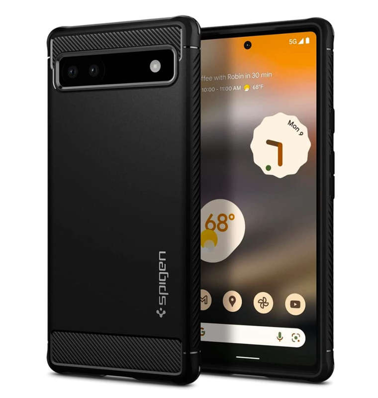 GOOGLE PIXEL 6A PREMIUM RUGGED ARMOR CASE BLACK | SPIGEN