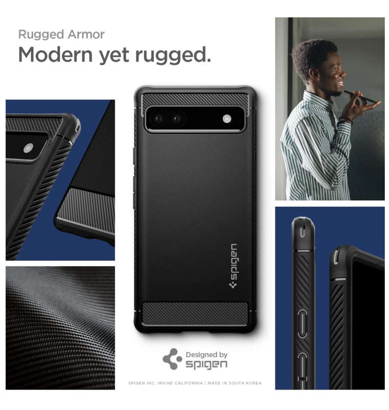 GOOGLE PIXEL 6A PREMIUM RUGGED ARMOR CASE BLACK | SPIGEN