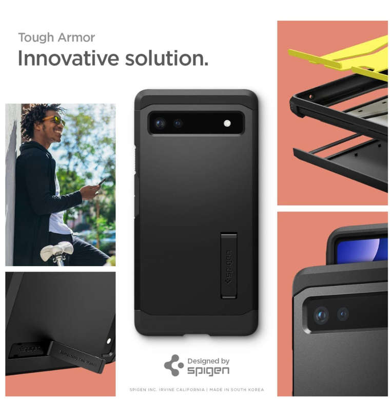 GOOGLE PIXEL 6A PREMIUM TOUGH ARMOR CASE BLACK | SPIGEN