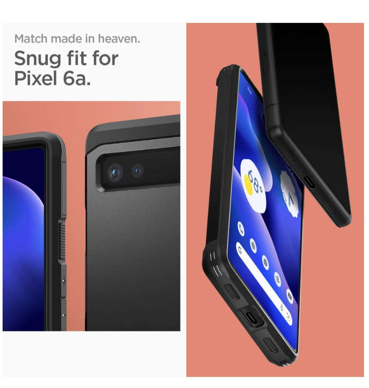 GOOGLE PIXEL 6A PREMIUM TOUGH ARMOR CASE BLACK | SPIGEN
