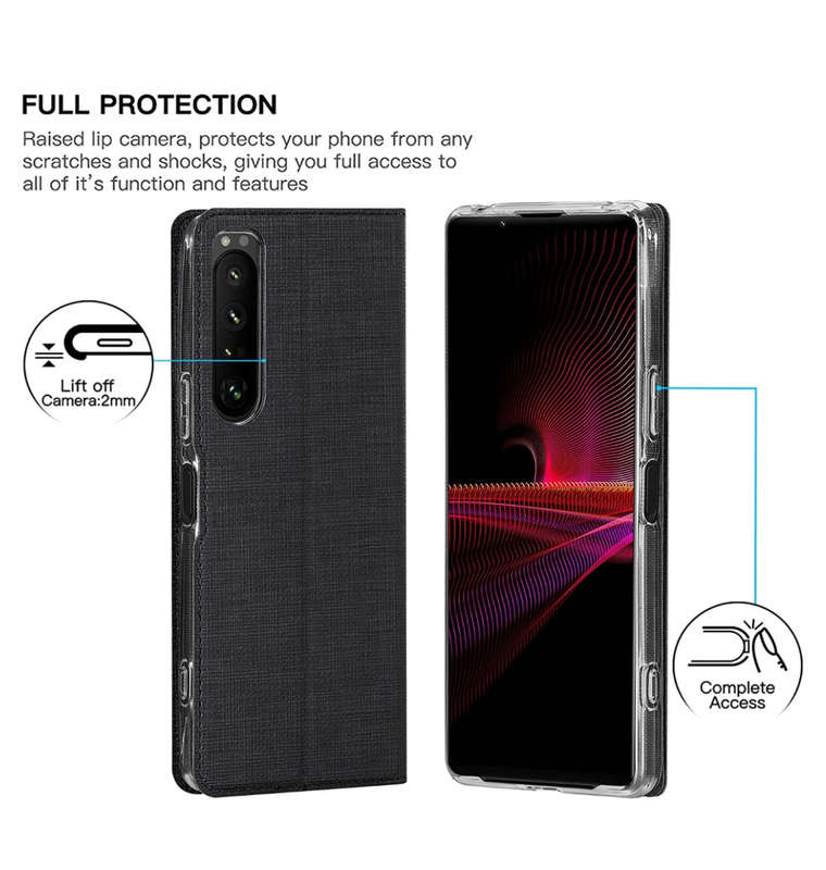 SONY XPERIA 1 IV SLIM FLIP FOLIO WALLET CASE BLACK