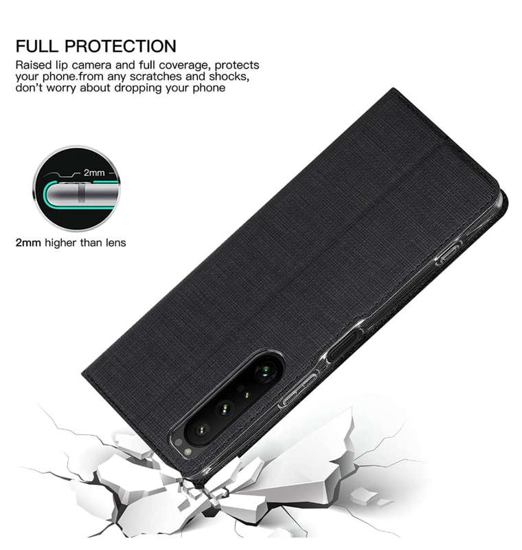 SONY XPERIA 1 IV SLIM FLIP FOLIO WALLET CASE BLACK