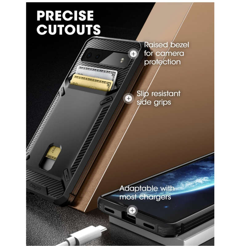 GOOGLE PIXEL 6A HEAVY DUTY PROTECTIVE SLIM CARD SLOT WALLET CASE | CLAYCO