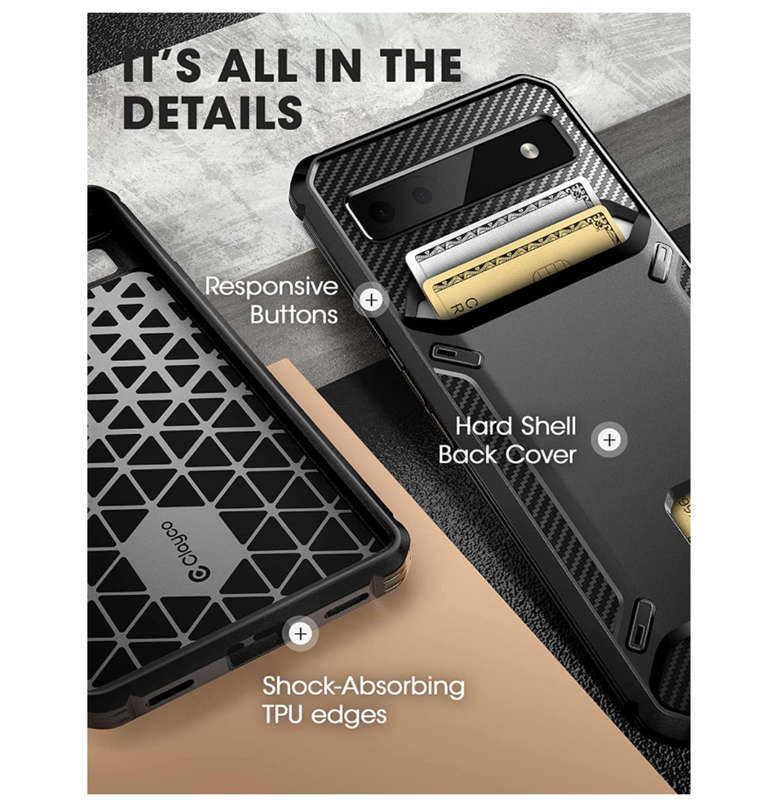 GOOGLE PIXEL 6A HEAVY DUTY PROTECTIVE SLIM CARD SLOT WALLET CASE | CLAYCO