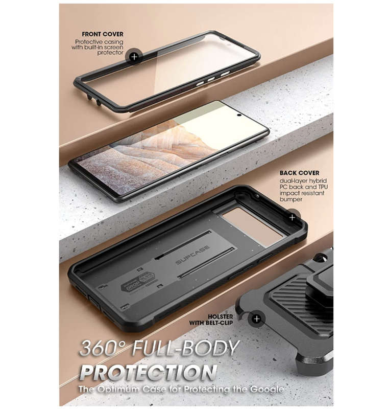 GOOGLE PIXEL 6A FULL BODY RUGGED PROTECTIVE CASE BLACK | SUPCASE