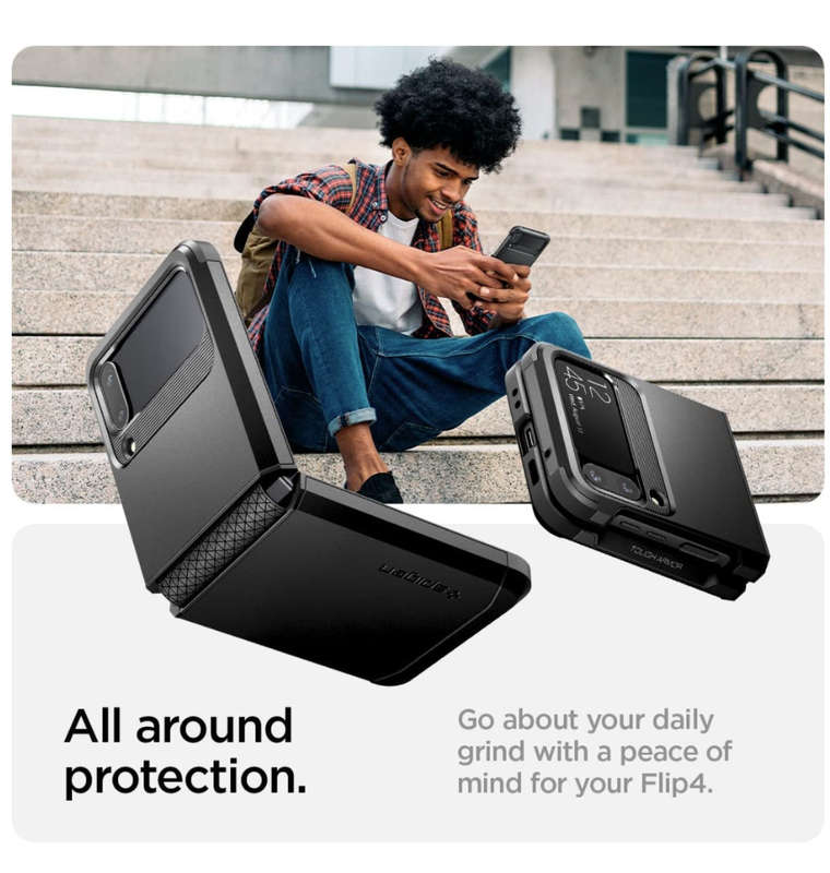 SAMSUNG GALAXY Z FLIP 4 PREMIUM TOUGH ARMOR CASE BLACK | SPIGEN
