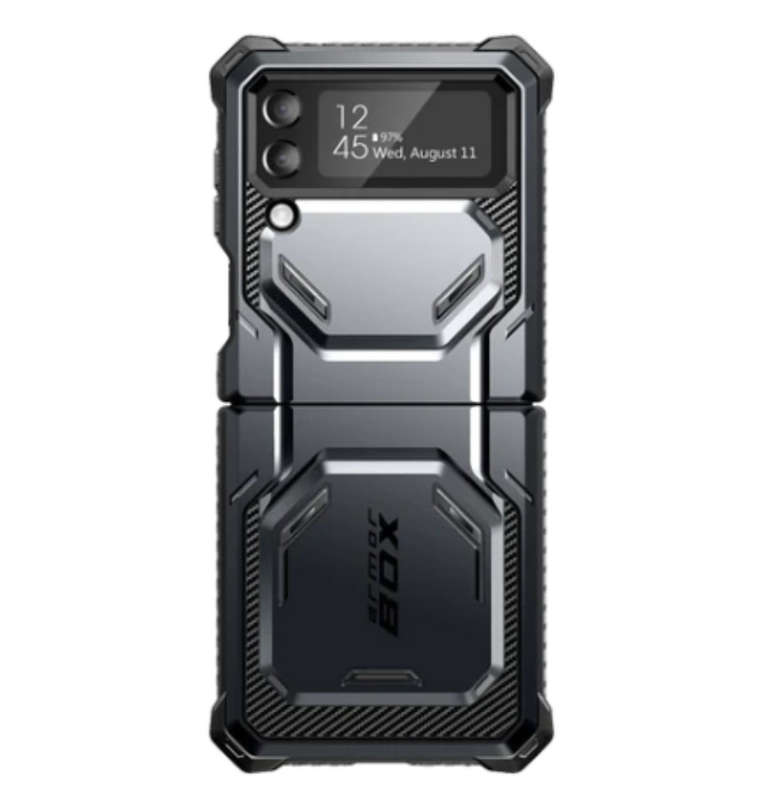 SAMSUNG GALAXY Z FLIP 4 PREMIUM FULL BODY ARMORBOX PROTECTIVE HOLSTER CASE BLACK | I-BLASON