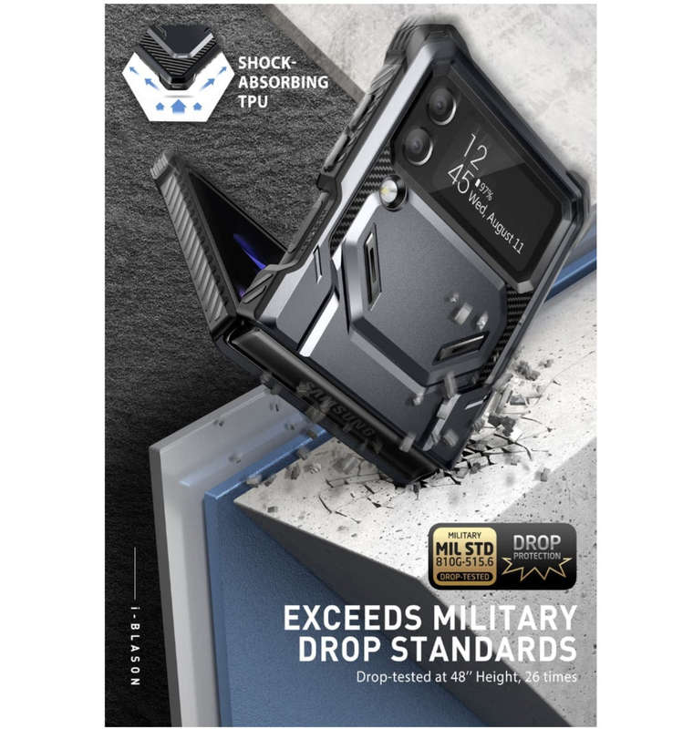 SAMSUNG GALAXY Z FLIP 4 PREMIUM FULL BODY ARMORBOX PROTECTIVE HOLSTER CASE BLACK | I-BLASON