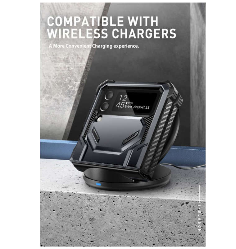 SAMSUNG GALAXY Z FLIP 4 PREMIUM FULL BODY ARMORBOX PROTECTIVE HOLSTER CASE BLACK | I-BLASON