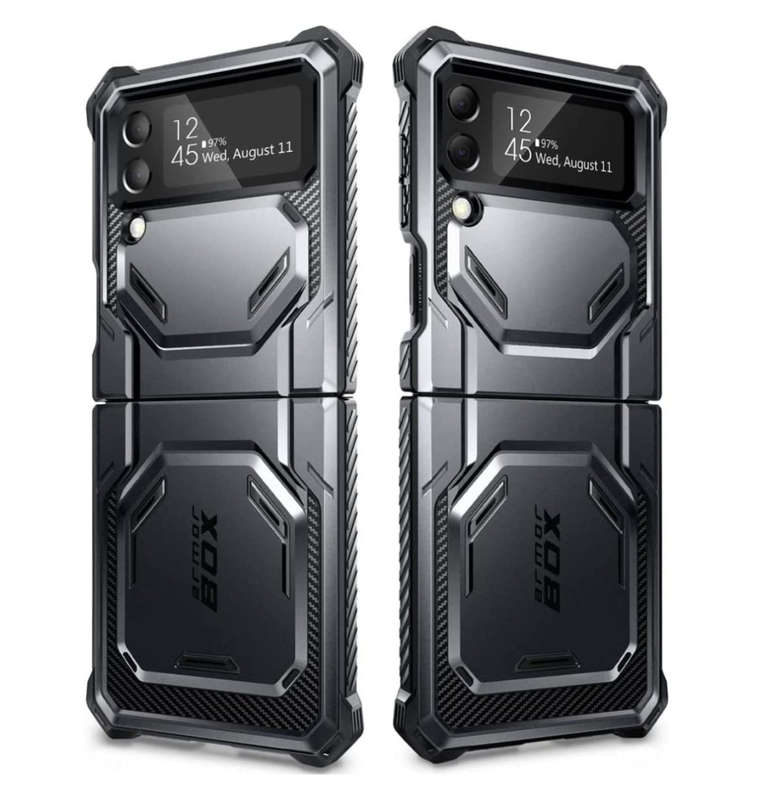 SAMSUNG GALAXY Z FLIP 4 PREMIUM FULL BODY ARMORBOX PROTECTIVE HOLSTER CASE BLACK | I-BLASON