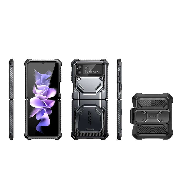 SAMSUNG GALAXY Z FLIP 4 PREMIUM FULL BODY ARMORBOX PROTECTIVE HOLSTER CASE BLACK | I-BLASON