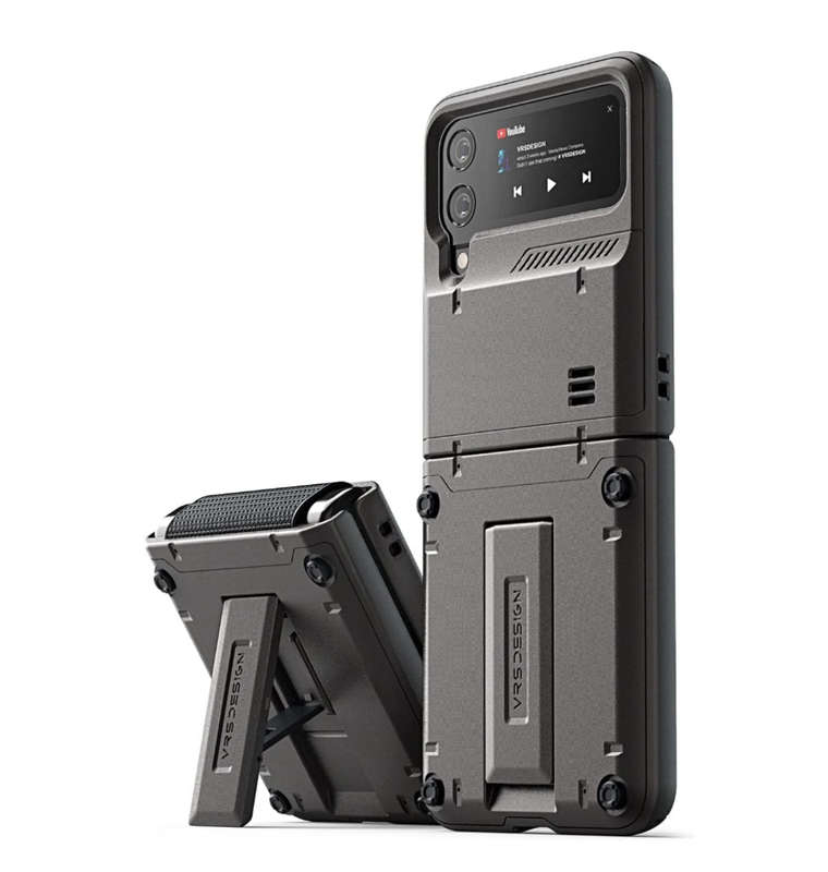 SAMSUNG GALAXY Z FLIP 4 PREMIUM RUGGED HARD DROP ROBOT VIBE CASE BLACK | VRS DESIGN
