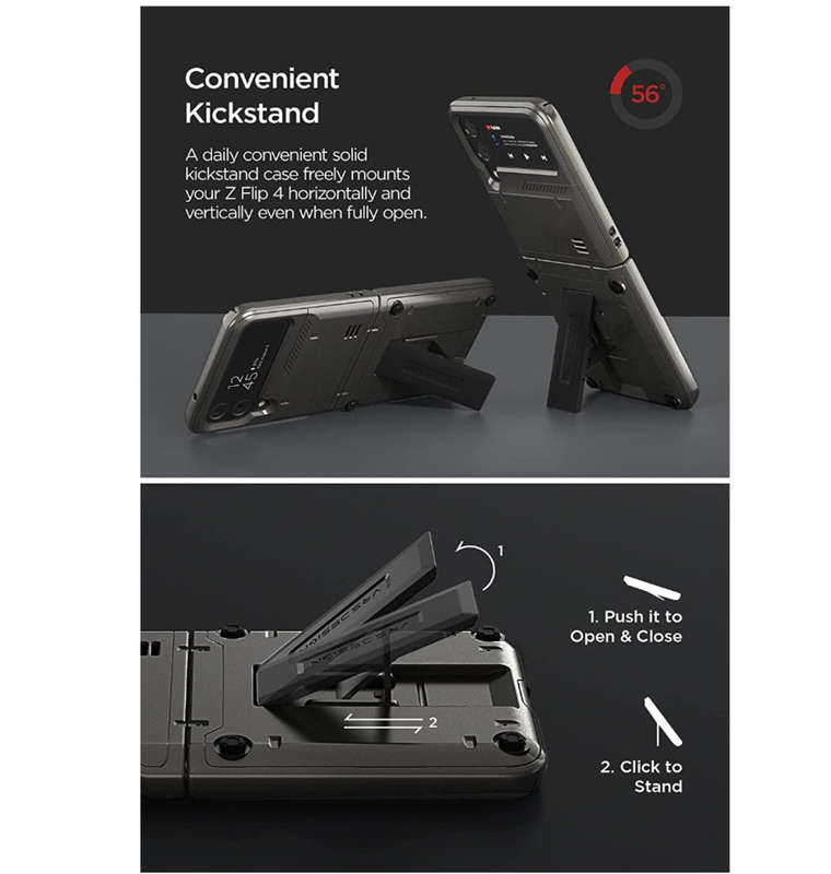 SAMSUNG GALAXY Z FLIP 4 PREMIUM RUGGED HARD DROP ROBOT VIBE CASE BLACK | VRS DESIGN