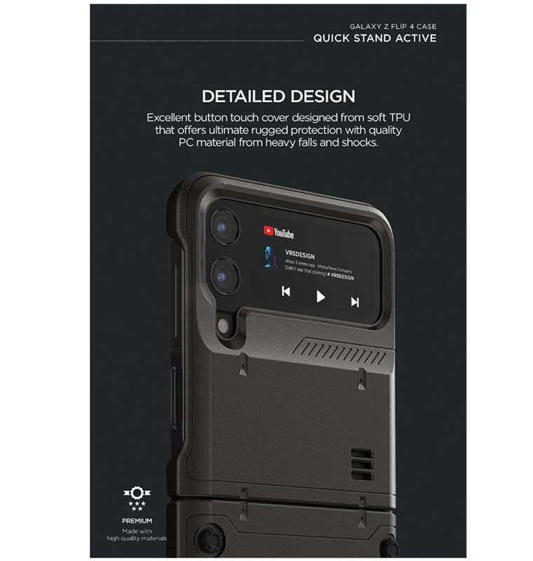 SAMSUNG GALAXY Z FLIP 4 PREMIUM RUGGED HARD DROP ROBOT VIBE CASE BLACK | VRS DESIGN