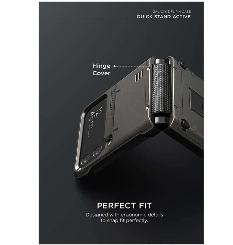 SAMSUNG GALAXY Z FLIP 4 PREMIUM RUGGED HARD DROP ROBOT VIBE CASE BLACK | VRS DESIGN