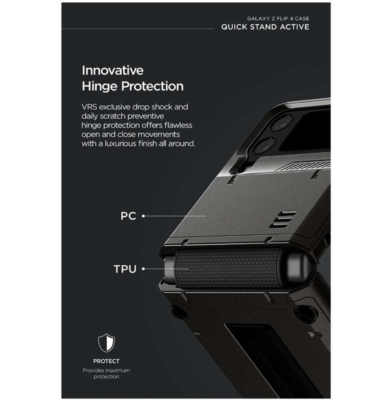 SAMSUNG GALAXY Z FLIP 4 PREMIUM RUGGED HARD DROP ROBOT VIBE CASE BLACK | VRS DESIGN