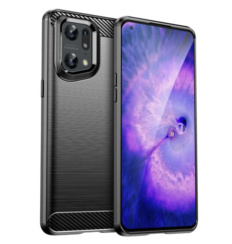 OPPO FIND X5 PRO SLIM TPU CARBON FIBRE TEXTURED BUMPER CASE BLACK