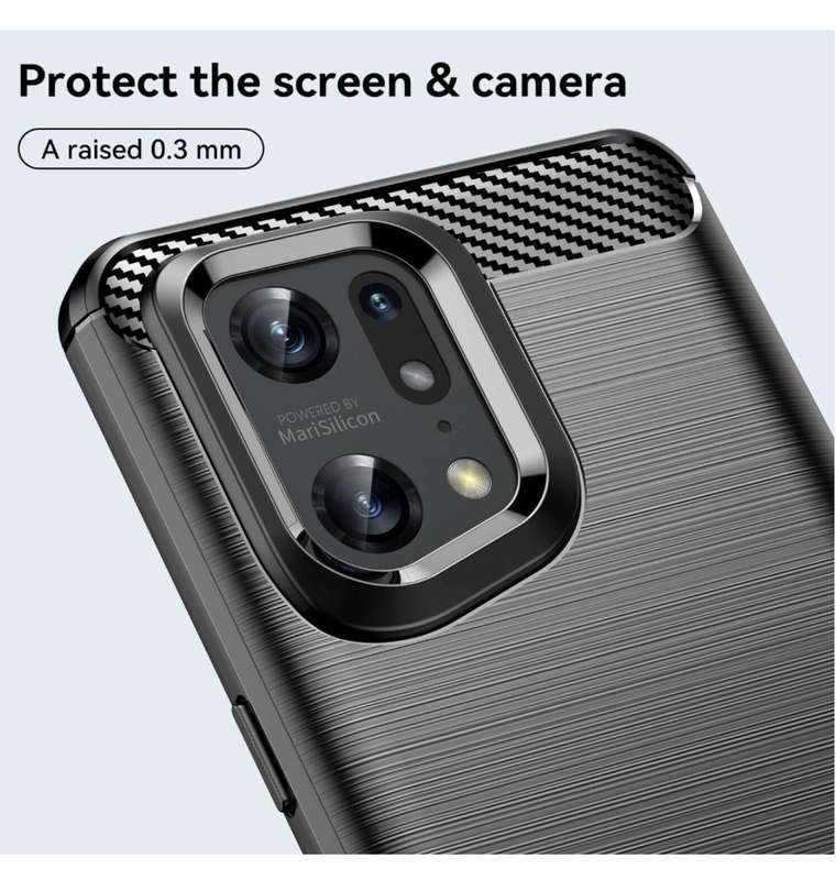 OPPO FIND X5 PRO SLIM TPU CARBON FIBRE TEXTURED BUMPER CASE BLACK