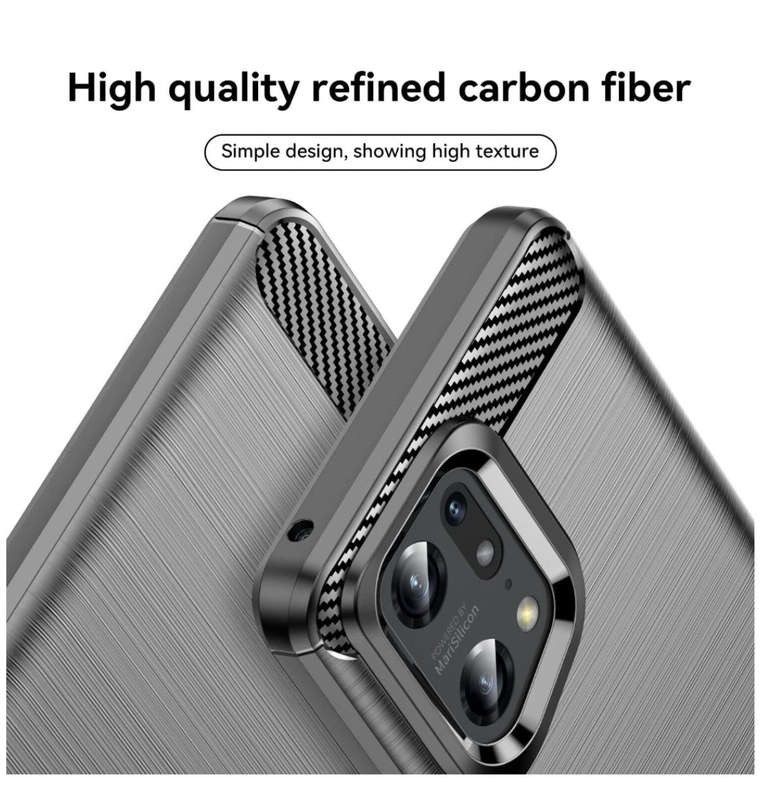 OPPO FIND X5 PRO SLIM TPU CARBON FIBRE TEXTURED BUMPER CASE BLACK
