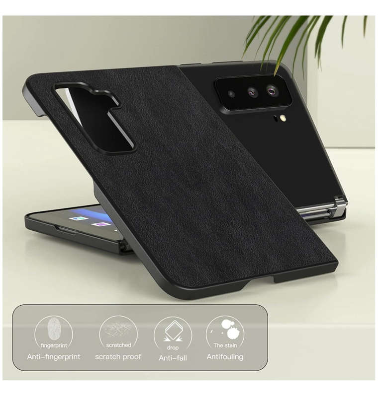 MICROSOFT SURFACE DUO 2 SLIM PU LEATHER PROTECTIVE CASE BLACK | FOLUU
