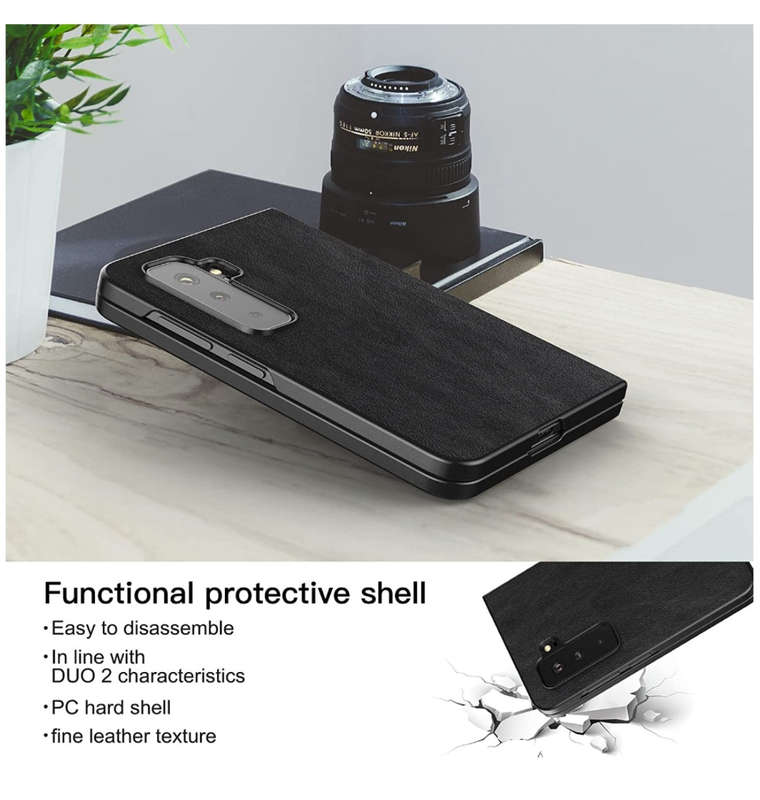 MICROSOFT SURFACE DUO 2 SLIM PU LEATHER PROTECTIVE CASE BLACK | FOLUU