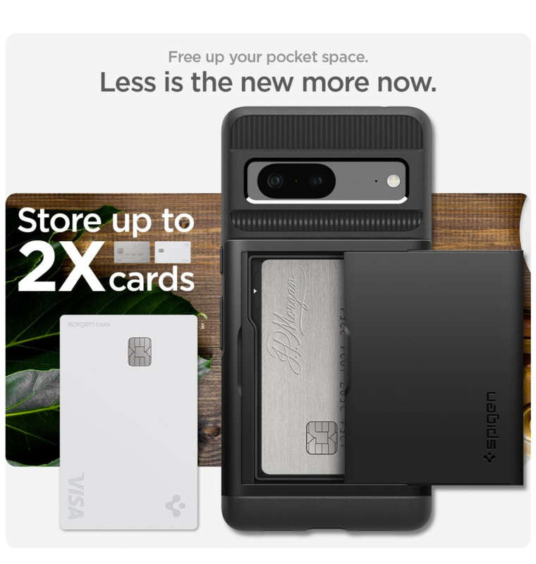 GOOGLE PIXEL 7 PREMIUM SLIM ARMOR CARD CASE BLACK | SPIGEN