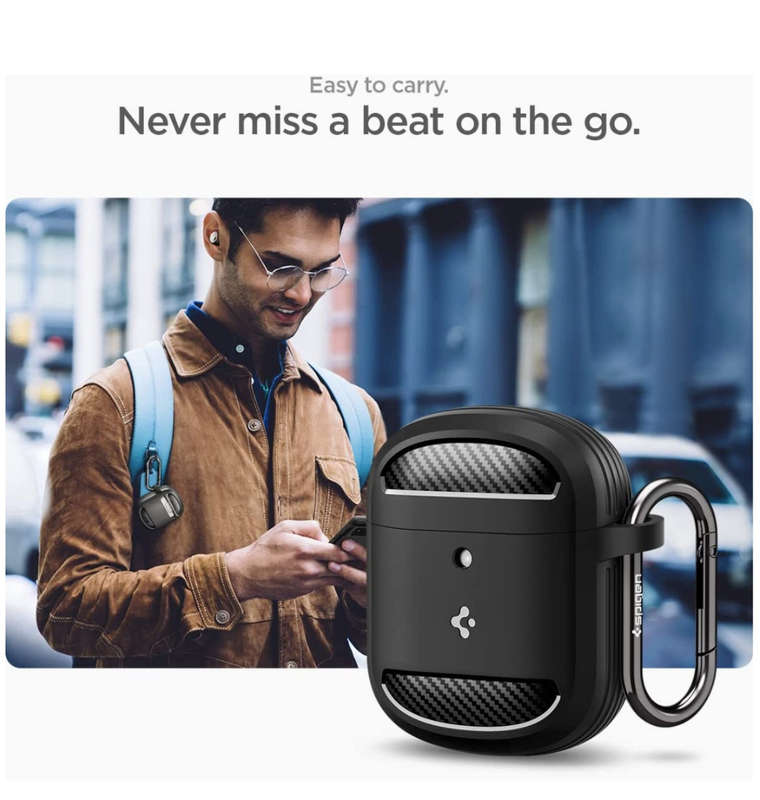 GOOGLE PIXEL BUDS PRO PREMIUM RUGGED ARMOR CASE BLACK | SPIGEN