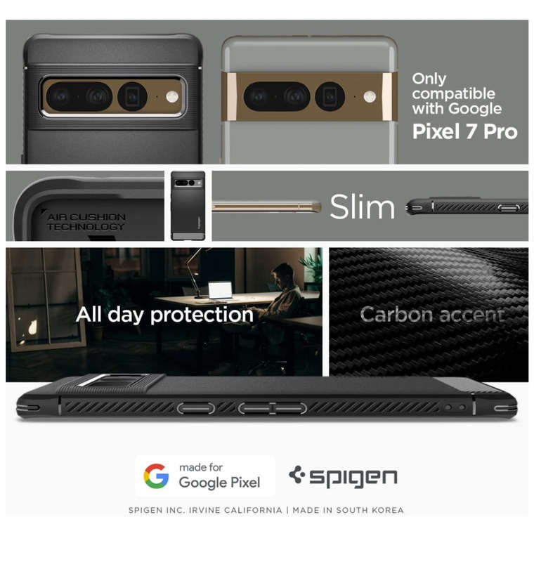 GOOGLE PIXEL 7 PRO PREMIUM RUGGED ARMOR CASE BLACK | SPIGEN