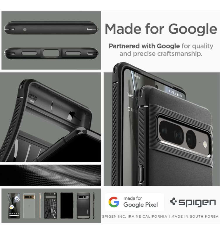 GOOGLE PIXEL 7 PRO PREMIUM RUGGED ARMOR CASE BLACK | SPIGEN