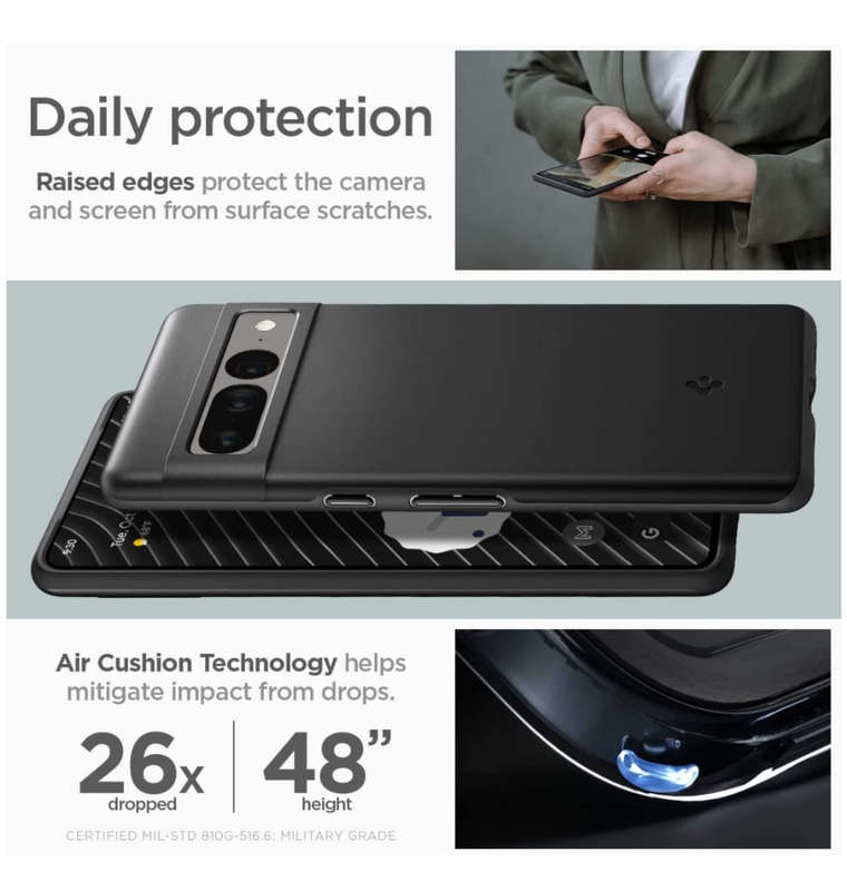GOOGLE PIXEL 7 PRO PREMIUM SLIM THIN FIT CASE BLACK | SPIGEN