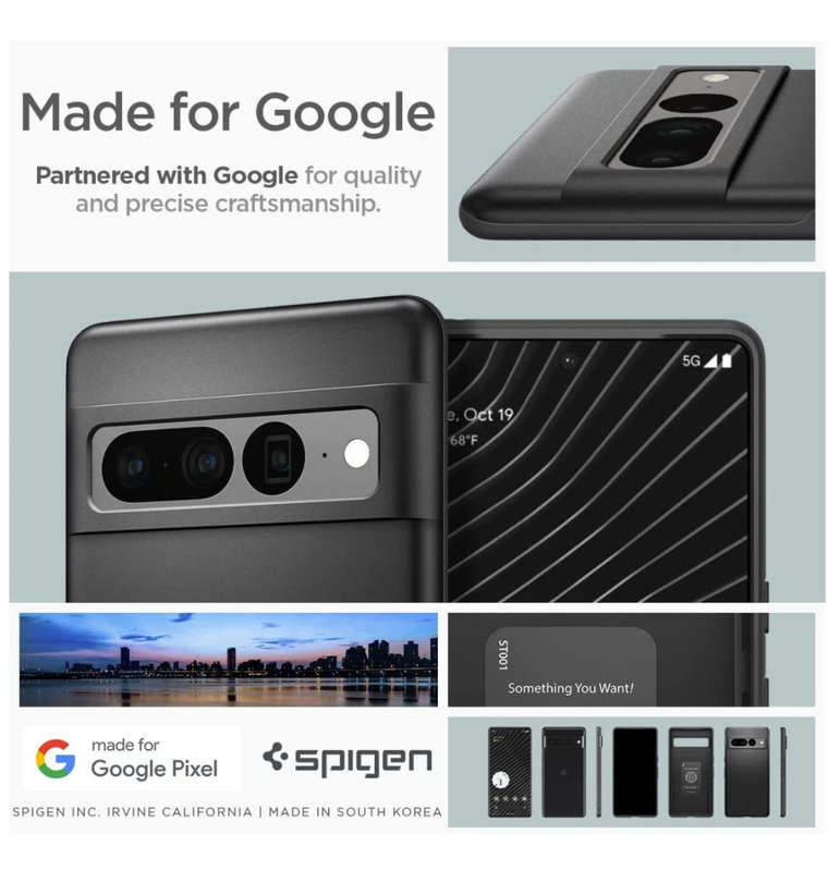 GOOGLE PIXEL 7 PRO PREMIUM SLIM THIN FIT CASE BLACK | SPIGEN
