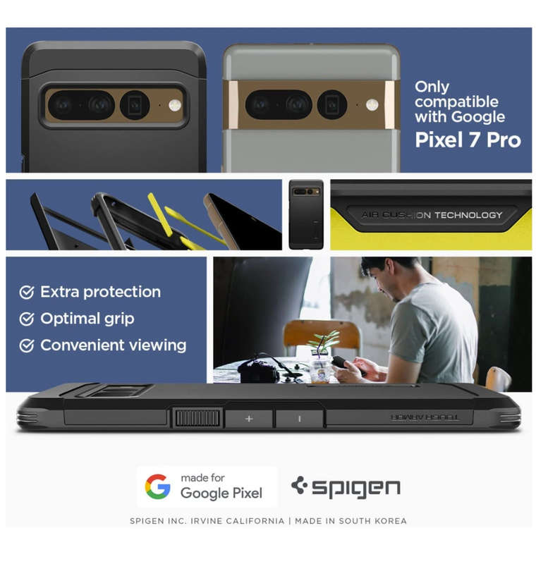 GOOGLE PIXEL 7 PRO PREMIUM TOUGH ARMOR CASE BLACK | SPIGEN