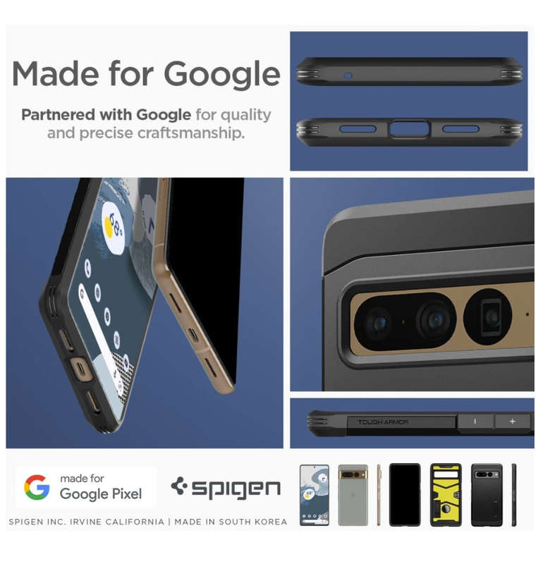 GOOGLE PIXEL 7 PRO PREMIUM TOUGH ARMOR CASE BLACK | SPIGEN