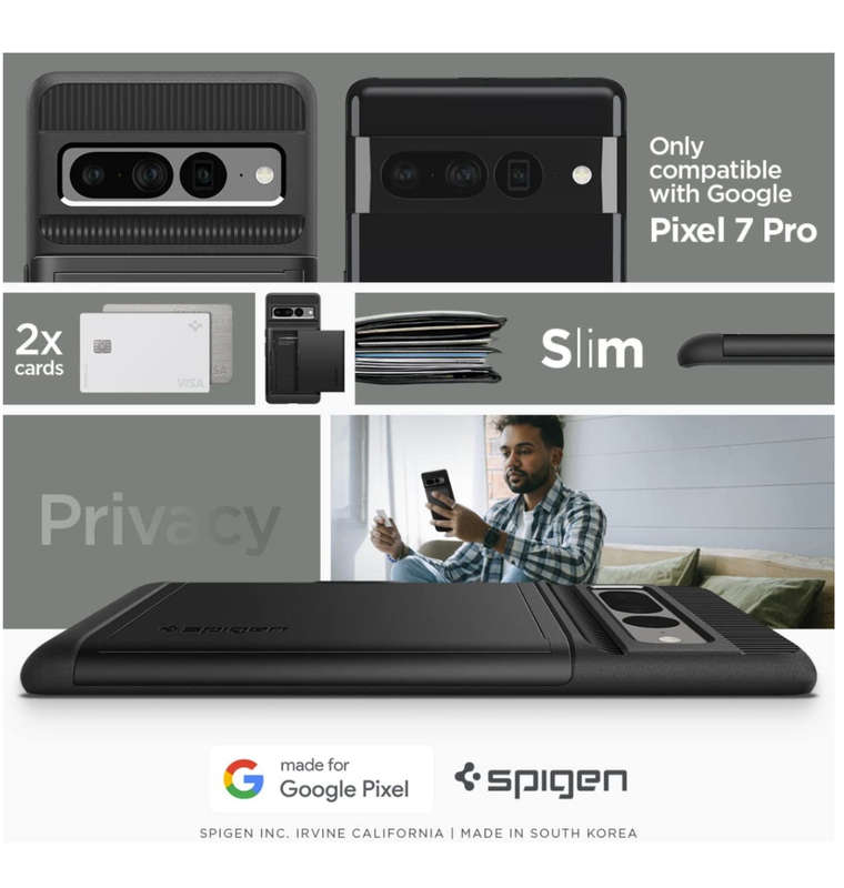 GOOGLE PIXEL 7 PRO PREMIUM SLIM ARMOR CARD CASE BLACK | SPIGEN