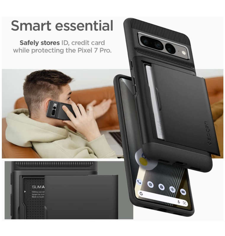 GOOGLE PIXEL 7 PRO PREMIUM SLIM ARMOR CARD CASE BLACK | SPIGEN