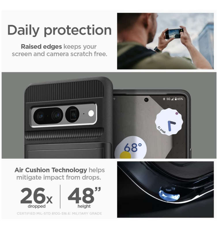 GOOGLE PIXEL 7 PRO PREMIUM SLIM ARMOR CARD CASE BLACK | SPIGEN
