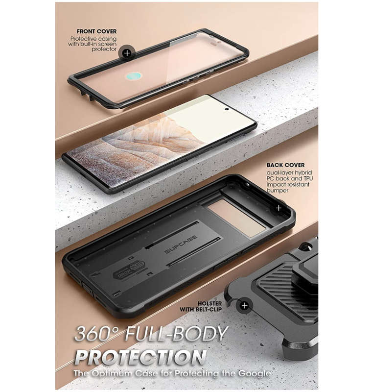 GOOGLE PIXEL 7 PRO FULL BODY RUGGED PROTECTIVE CASE BLACK | SUPCASE