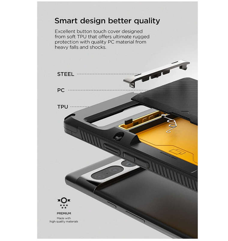 GOOGLE PIXEL 7 PRO PREMIUM RUGGED DAMDA GLIDE CARD CASE BLACK | VRS DESIGN